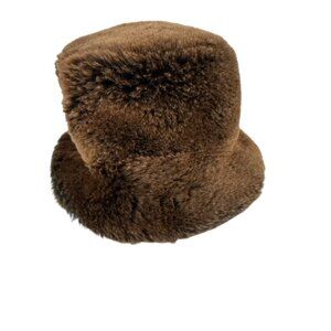 Overland Brown Fur Shearling Hat Size M Made in Turkey Bucket Hat